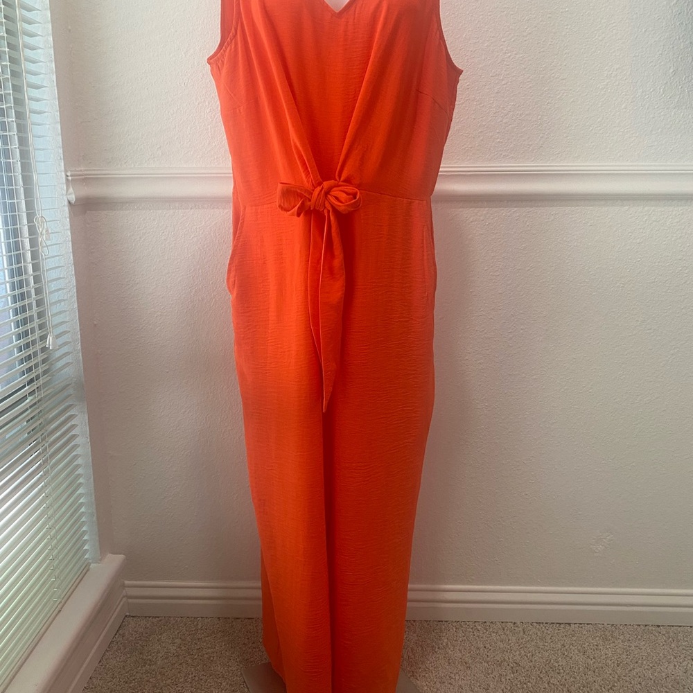 MSK Bright Orange Tie-Front Jumpsuit